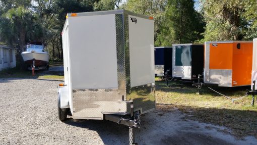 6x10 TA Trailer - White, Double Barn Doors, Side Door, Extra Height