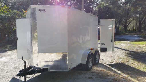 6x10 TA Trailer - White, Double Barn Doors, Side Door, Extra Height