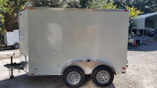 6x10 TA Trailer - White, Double Barn Doors, Side Door, Extra Height