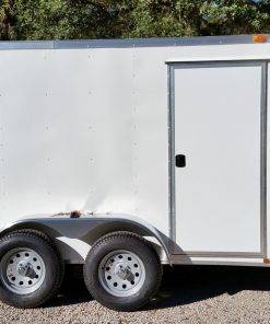 6x10 TA Trailer - White, Double Barn Doors, Side Door, Extra Height