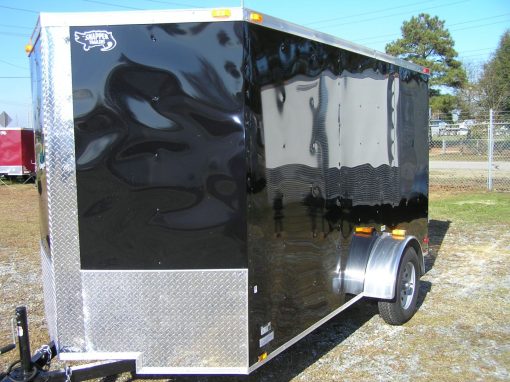 6x12 SA Trailer - Black, Double Doors, Side Door, Extra Height