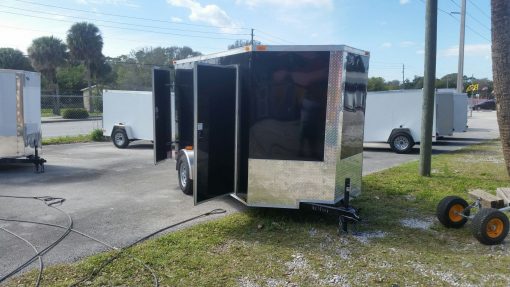 6x12 SA Trailer - Black, Double Doors, Side Door, Extra Height