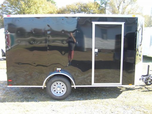 6x12 SA Trailer - Black, Double Doors, Side Door, Extra Height