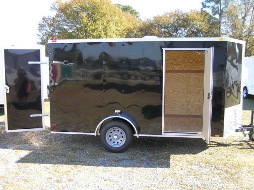 6x12 SA Trailer - Black, Double Doors, Side Door, Extra Height