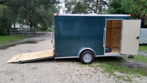 Custom 6x12 SA Trailer - Green, Ramp, Side Door, Extra Height