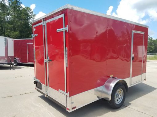 6x12 SA Trailer - Red, Double Doors, Side Door, Extra Height, ATP Wrap