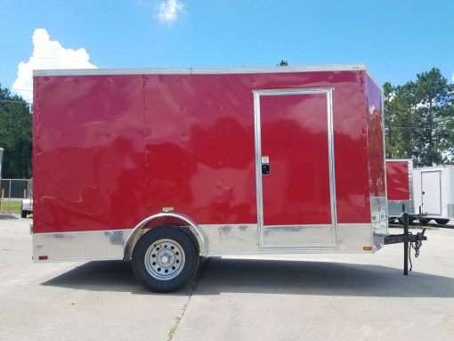 6x12 SA Trailer - Red, Double Doors, Side Door, Extra Height, ATP Wrap