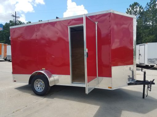 6x12 SA Trailer - Red, Double Doors, Side Door, Extra Height, ATP Wrap