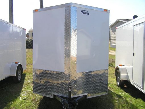 6x12 SA Trailer - White, Double Doors, Side Door, Extra Height