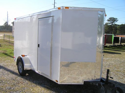 6x12 SA Trailer - White, Double Doors, Side Door, Extra Height