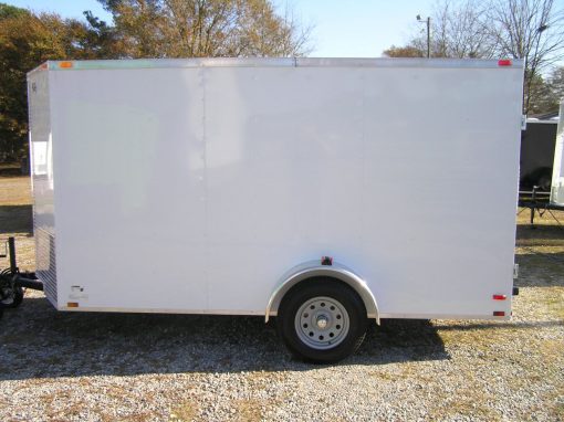 6x12 SA Trailer - White, Double Doors, Side Door, Extra Height