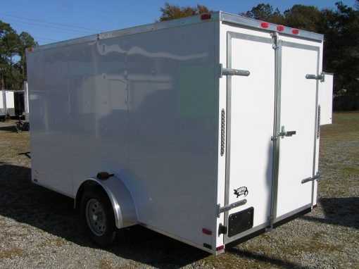 6x12 SA Trailer - White, Double Doors, Side Door, Extra Height