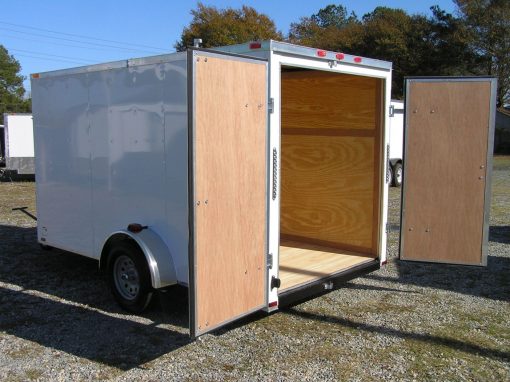 6x12 SA Trailer - White, Double Doors, Side Door, Extra Height