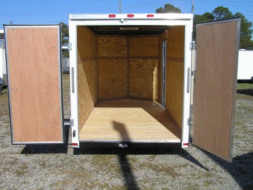 6x12 SA Trailer - White, Double Doors, Side Door, Extra Height