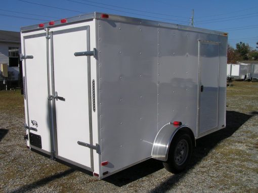 6x12 SA Trailer - White, Double Doors, Side Door, Extra Height