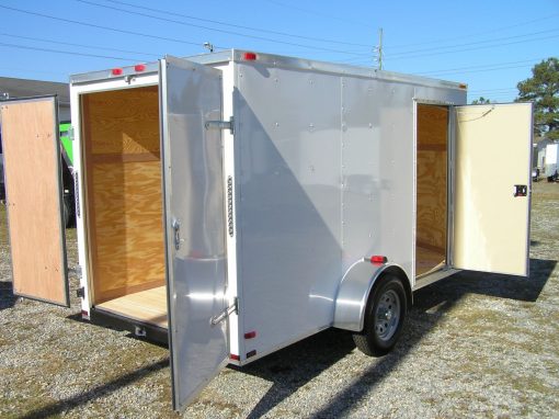 6x12 SA Trailer - White, Double Doors, Side Door, Extra Height