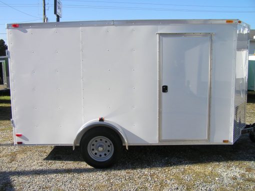 6x12 SA Trailer - White, Double Doors, Side Door, Extra Height