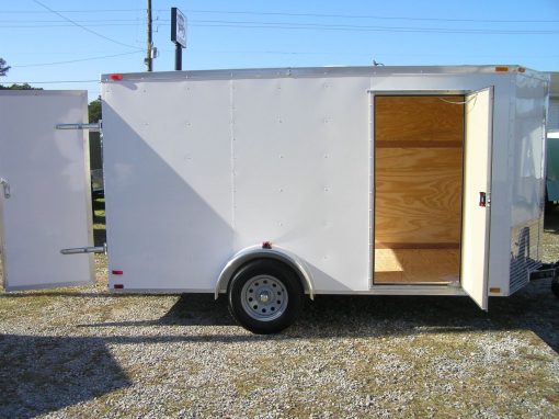 6x12 SA Trailer - White, Double Doors, Side Door, Extra Height