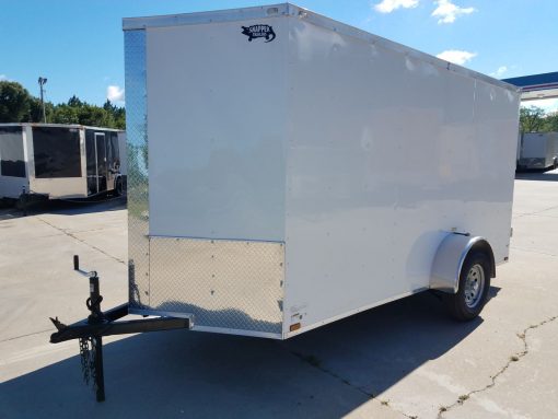 6x12 SA Trailer - White, Double Doors, Side Door, Extra Height, Side Vents