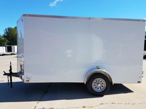 6x12 SA Trailer - White, Double Doors, Side Door, Extra Height, Side Vents