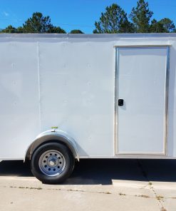 6x12 SA Trailer - White, Double Doors, Side Door, Extra Height, Side Vents
