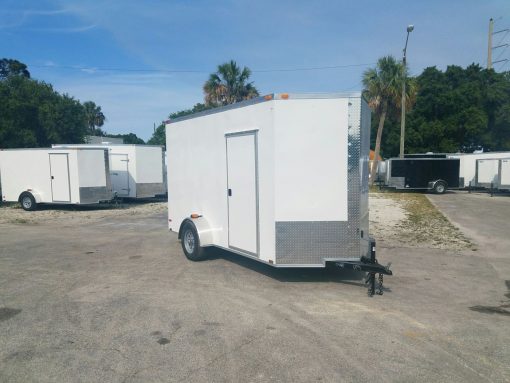 6x12 SA Trailer - White, Ramp, Side Door, Extra Height