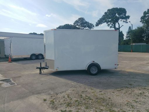 6x12 SA Trailer - White, Ramp, Side Door, Extra Height