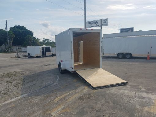 6x12 SA Trailer - White, Ramp, Side Door, Extra Height