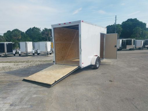 6x12 SA Trailer - White, Ramp, Side Door, Extra Height