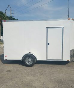 6x12 SA Trailer - White, Ramp, Side Door, Extra Height