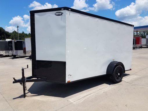 6x12 SA Trailer - White, Ramp, Side Door, Extra Height, Blackout Package