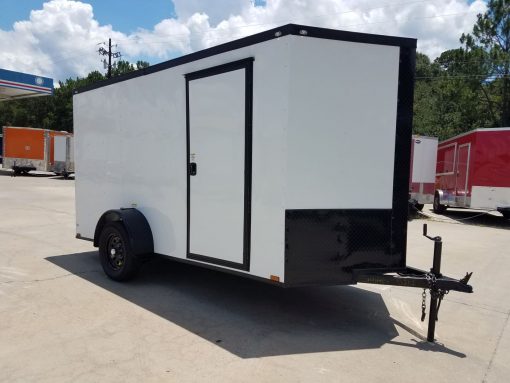 6x12 SA Trailer - White, Ramp, Side Door, Extra Height, Blackout Package