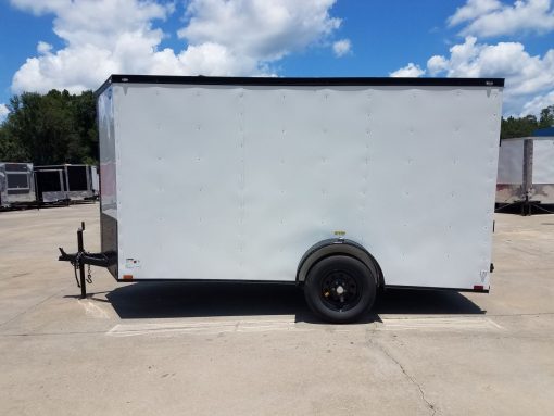 6x12 SA Trailer - White, Ramp, Side Door, Extra Height, Blackout Package