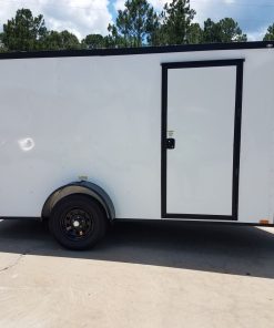 6x12 SA Trailer - White, Ramp, Side Door, Extra Height, Blackout Package