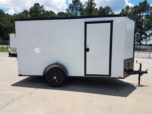 6x12 SA Trailer - White, Ramp, Side Door, Extra Height, Blackout Package