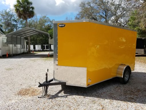 6x12 SA Trailer - Yellow, Double Doors, Side Door, Extra Height, Concession Door