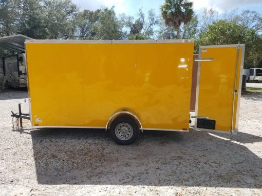 6x12 SA Trailer - Yellow, Double Doors, Side Door, Extra Height, Concession Door