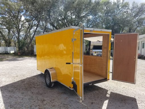 6x12 SA Trailer - Yellow, Double Doors, Side Door, Extra Height, Concession Door