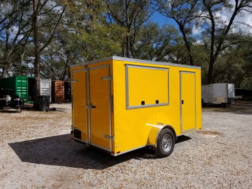 6x12 SA Trailer - Yellow, Double Doors, Side Door, Extra Height, Concession Door