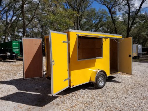 6x12 SA Trailer - Yellow, Double Doors, Side Door, Extra Height, Concession Door