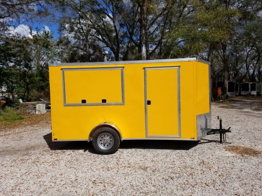 6x12 SA Trailer - Yellow, Double Doors, Side Door, Extra Height, Concession Door