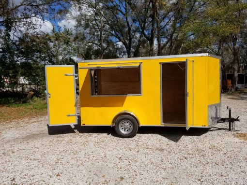 6x12 SA Trailer - Yellow, Double Doors, Side Door, Extra Height, Concession Door