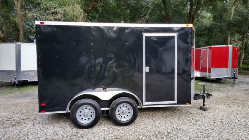 6x12 TA Trailer - Black, Double Doors, Side Door, Extra Height