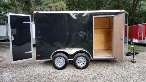 6x12 TA Trailer - Black, Double Doors, Side Door, Extra Height