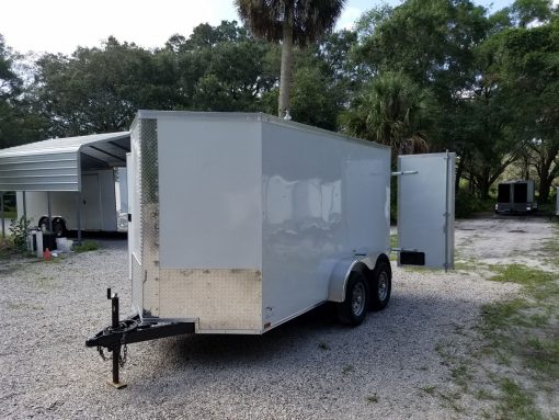 6x12 TA Trailer - White, Double Doors, Side Door, Extra Height