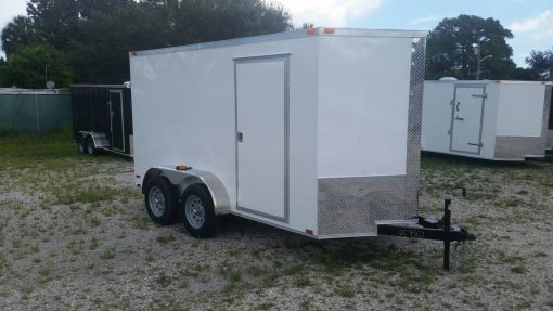 6x12 TA Trailer - White, Double Doors, Side Door, Extra Height