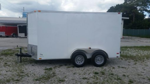 6x12 TA Trailer - White, Double Doors, Side Door, Extra Height