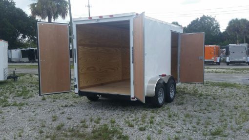 6x12 TA Trailer - White, Double Doors, Side Door, Extra Height