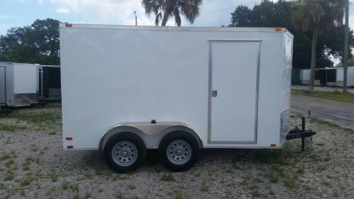 6x12 TA Trailer - White, Double Doors, Side Door, Extra Height