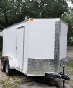 6x12 TA Trailer - White, Double Doors, Side Door, Extra Height